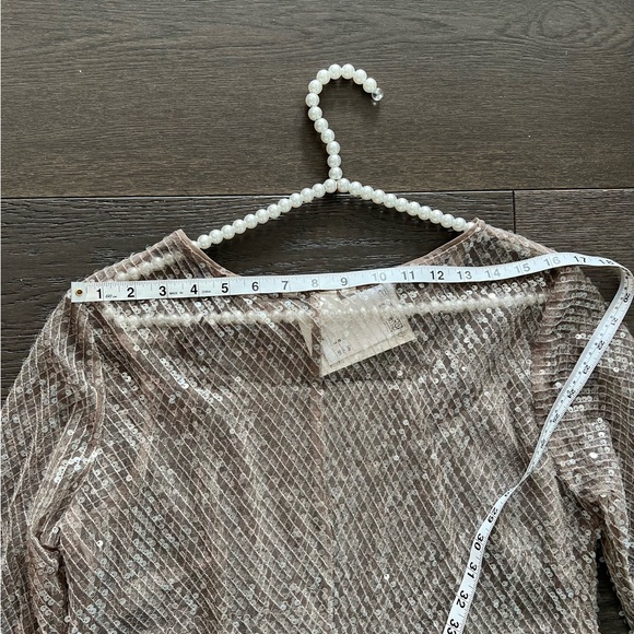 H&M Women’s sequin Beige Mesh dress Brand new Sz Large - Picture 13 of 15
